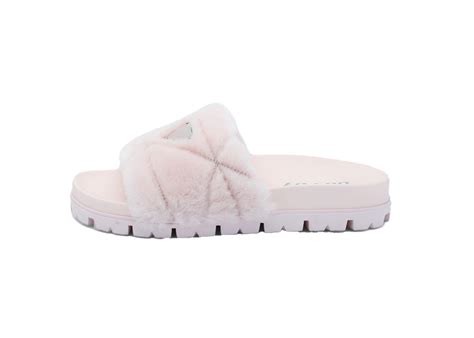 pink fur prada slides|Prada slippers sale.